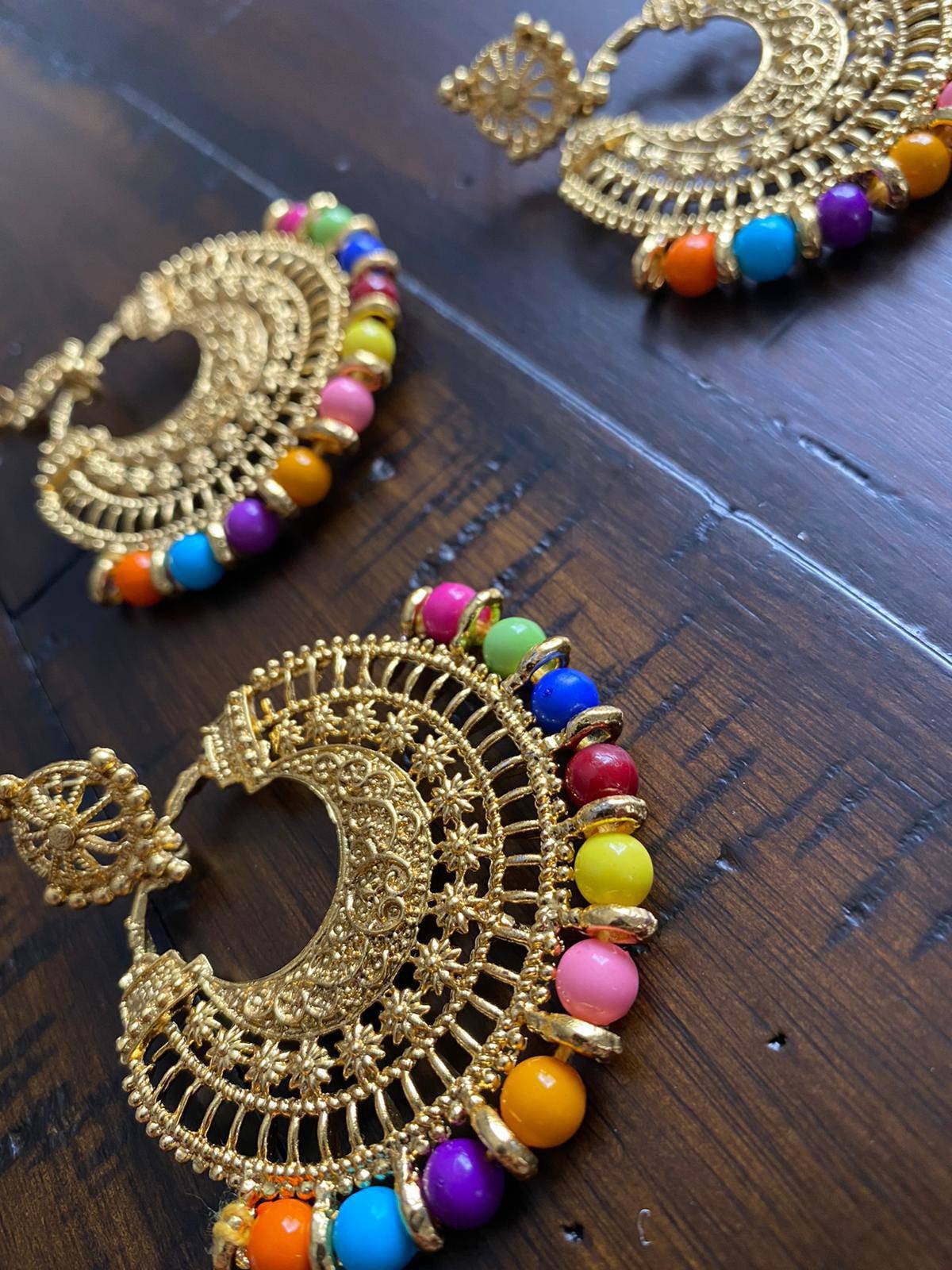 Indian Traditional Dark Green Meena Jhumki Jhumka Earrings | FashionCrab.com